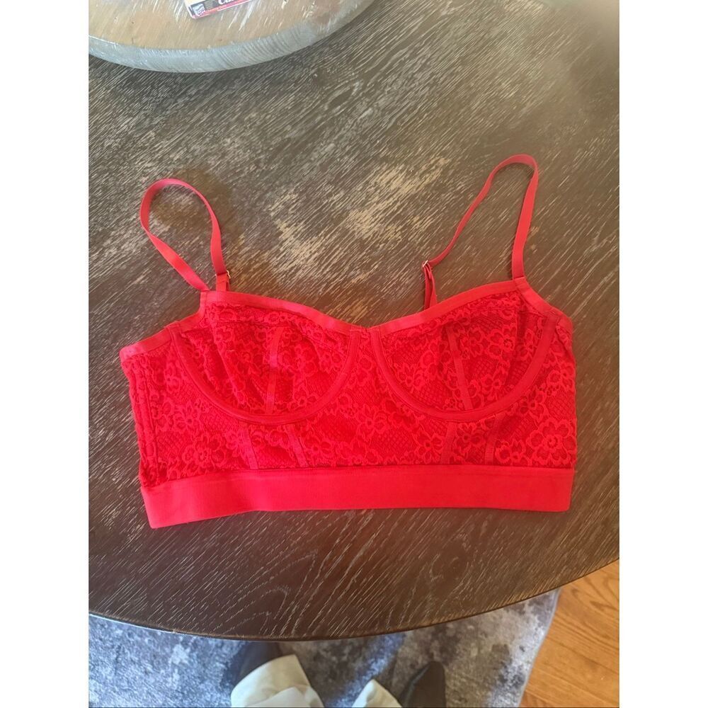 Parade Red Lace Longline Bra Top sz M